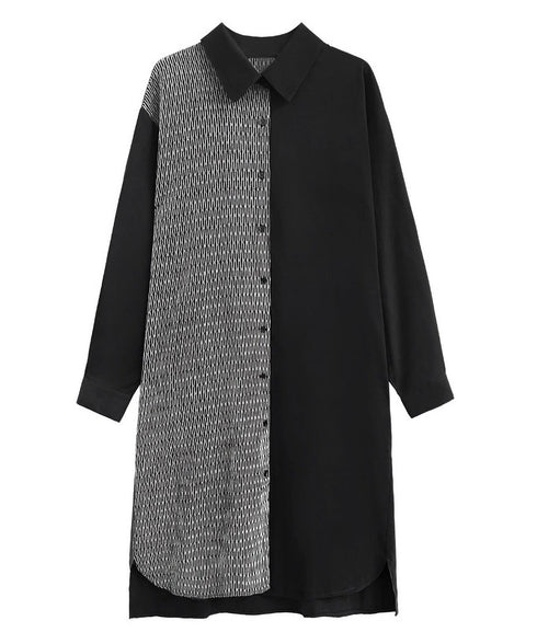 Herringbone Panel Shirt Dress